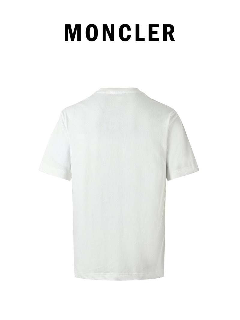 Moncler White Short Sleeve T-Shirt with Embroidered Logo view