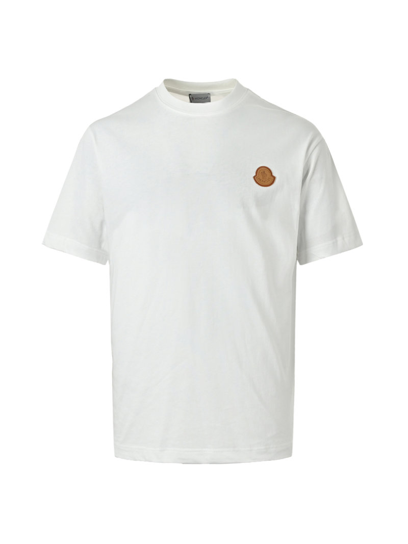 Moncler White Short Sleeve T-Shirt with Embroidered Logo view