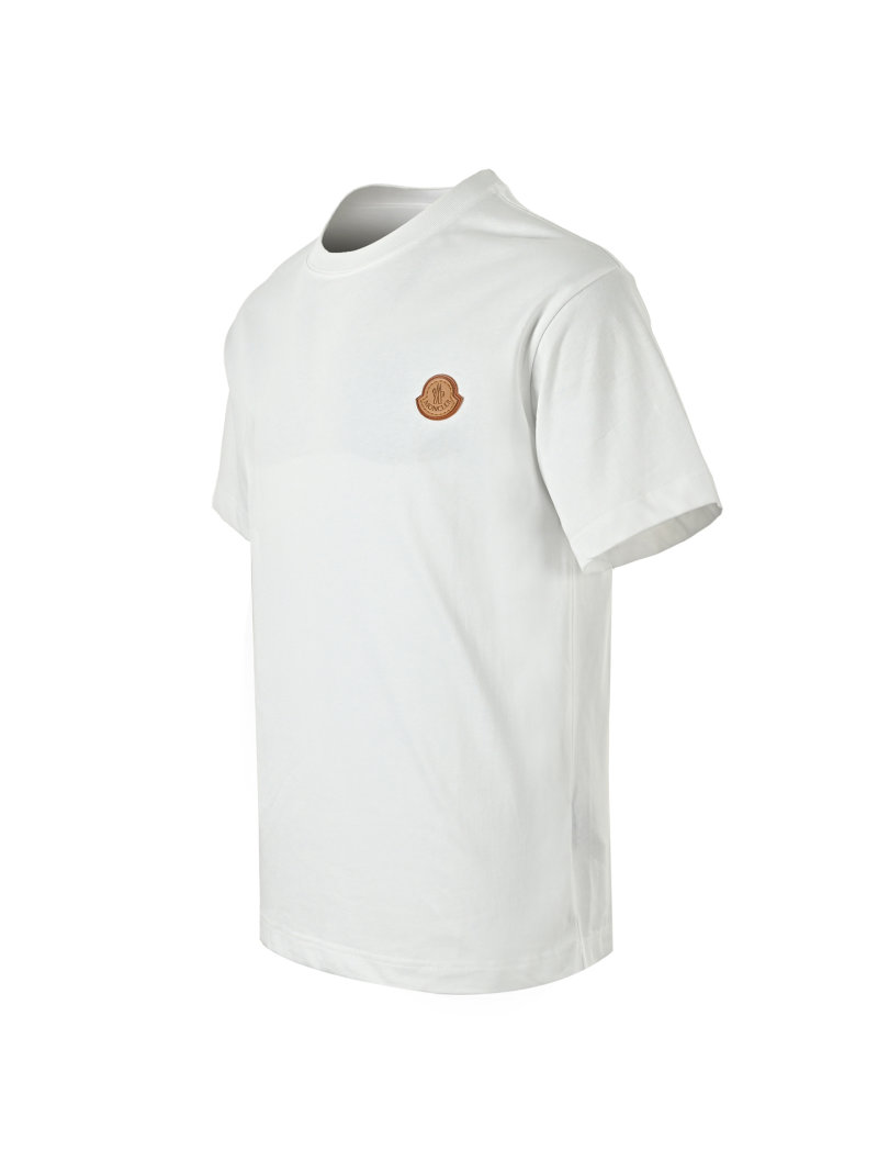 Moncler White Short Sleeve T-Shirt with Embroidered Logo view