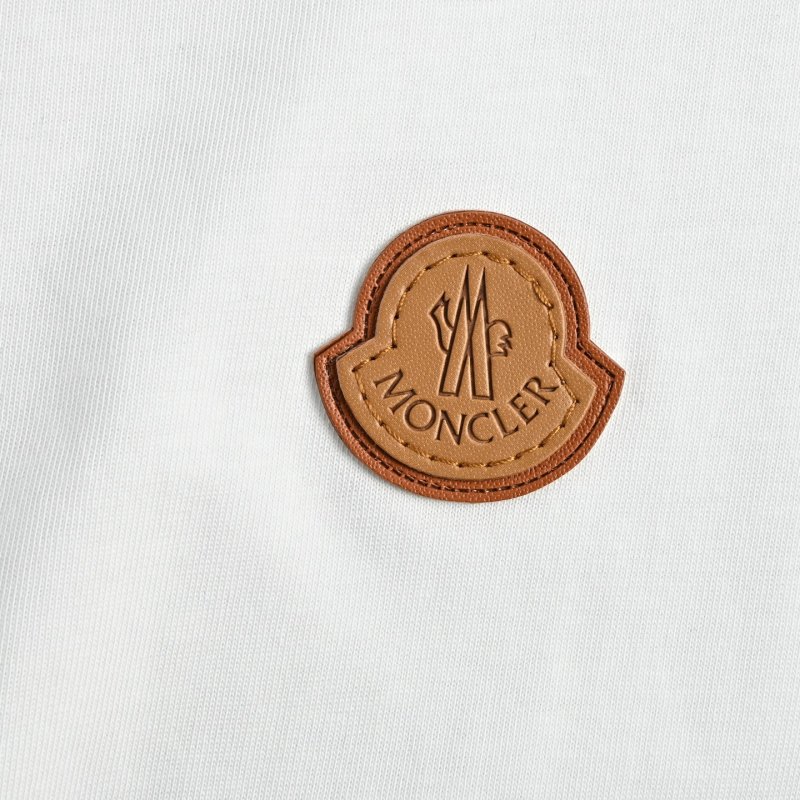 Moncler White Short Sleeve T-Shirt with Embroidered Logo view