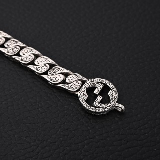 Gucci Interlocking G Cuban Link Silver Chain Bracelet view 5