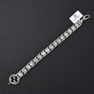 Gucci Interlocking G Cuban Link Silver Chain Bracelet view 6