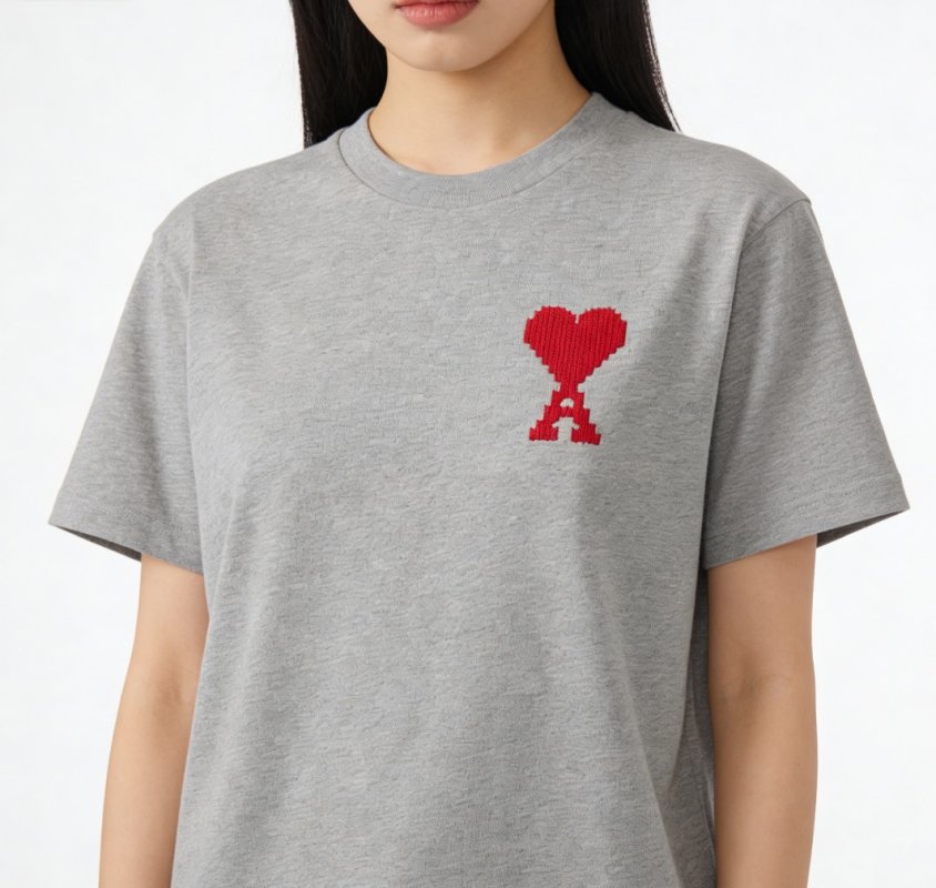 Ami Paris Grey Heart Logo T-Shirt