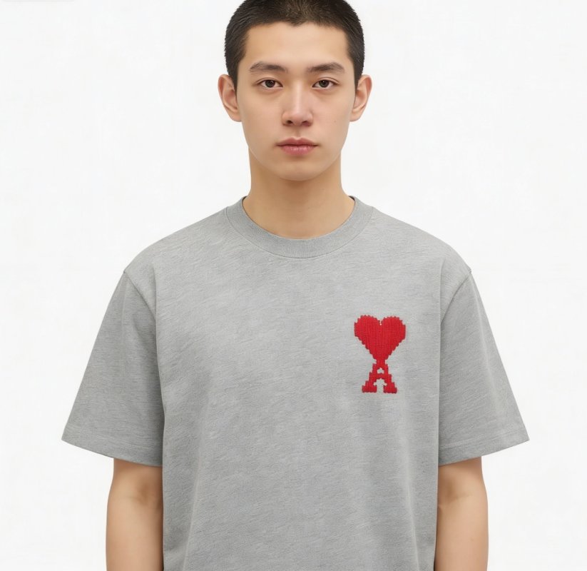 Ami Paris Grey Heart Logo T-Shirt view