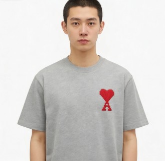 Ami Paris Grey Heart Logo T-Shirt view 2
