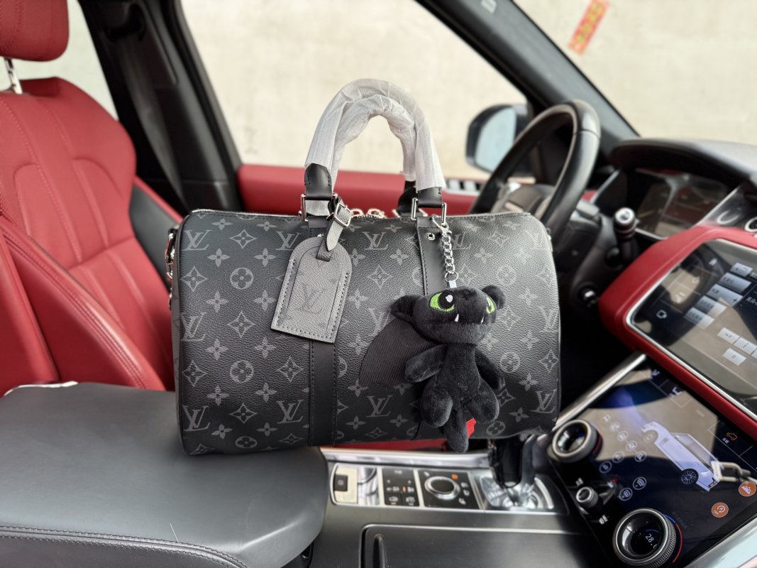 Louis Vuitton Keepall Bandoulière 35 Black Monogram Travel Bag