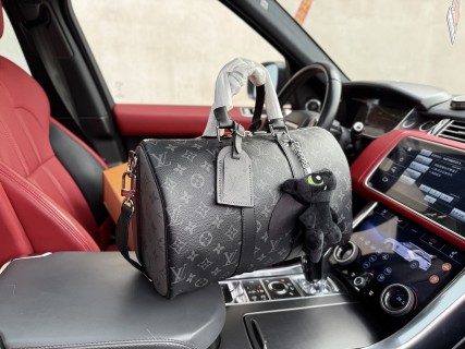 Louis Vuitton Keepall Bandoulière 35 Black Monogram Travel Bag view 3