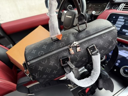 Louis Vuitton Keepall Bandoulière 35 Black Monogram Travel Bag view 6