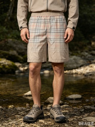 Burberry Beige Check Swim Shorts view 5