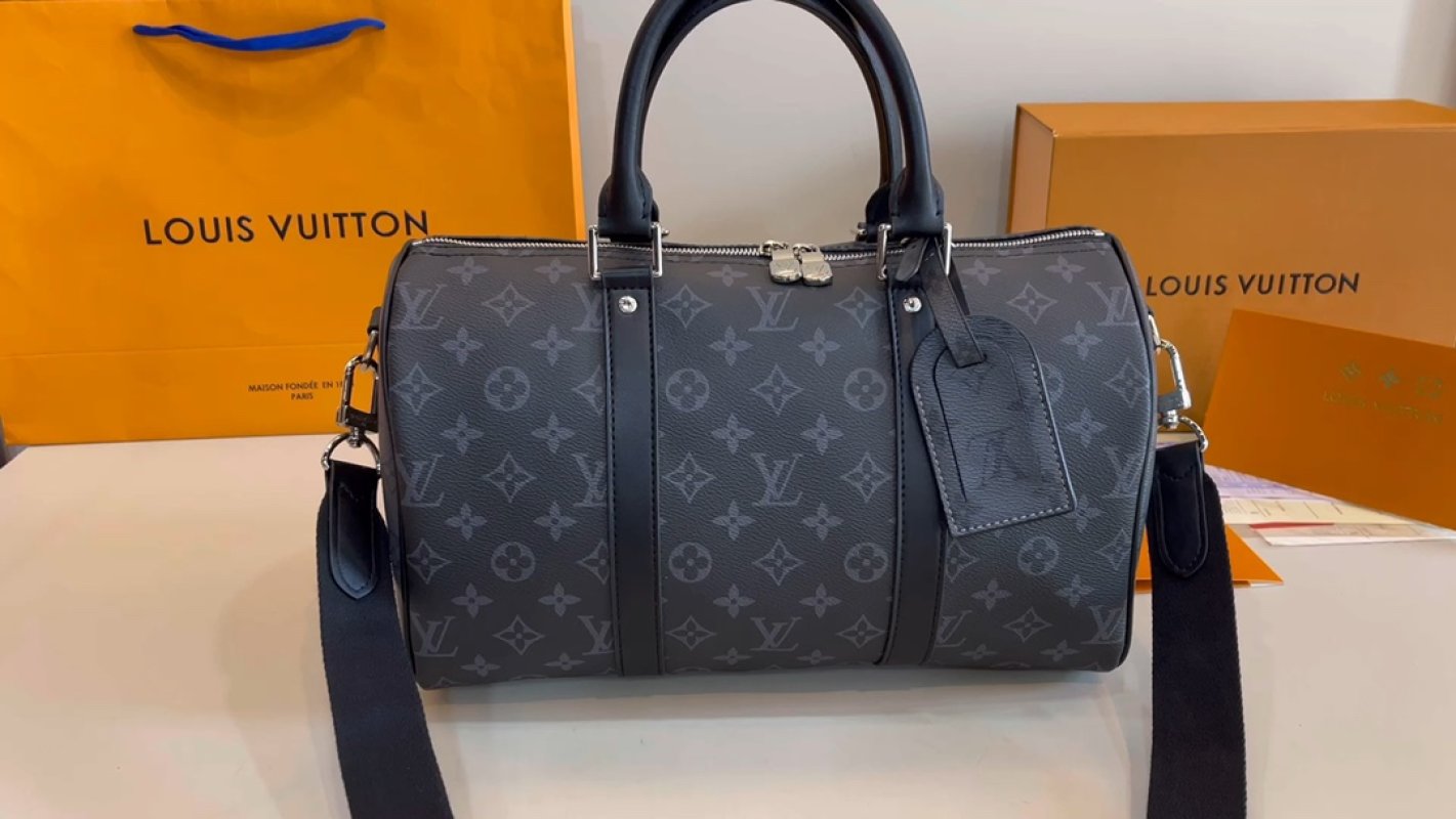 Louis Vuitton Keepall Monogram Travel Bag Black