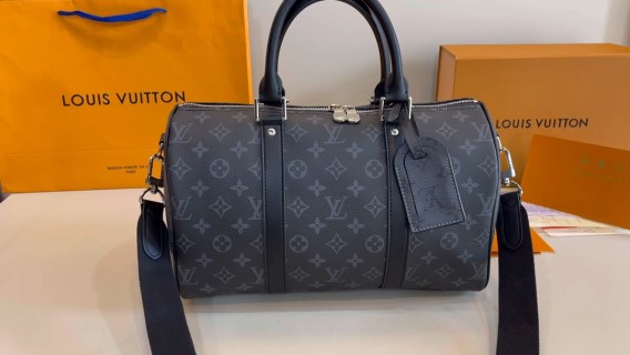 Louis Vuitton Keepall Monogram Travel Bag Black
