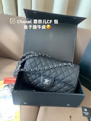 Chanel Classic Flap CF Caviar Leather Shoulder Bag Black view 3