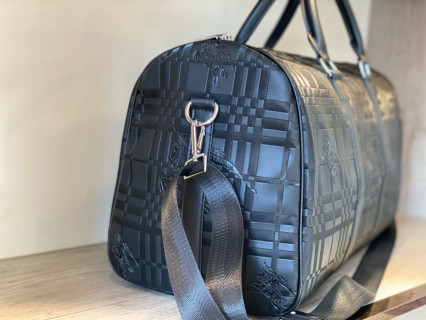 Burberry Check Embossed Travel Duffel Bag Black view 7
