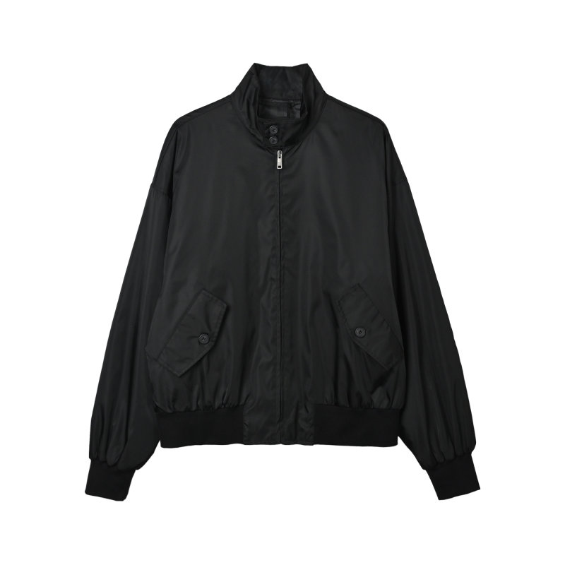 Black Puffer Jacket with Stand Collar view