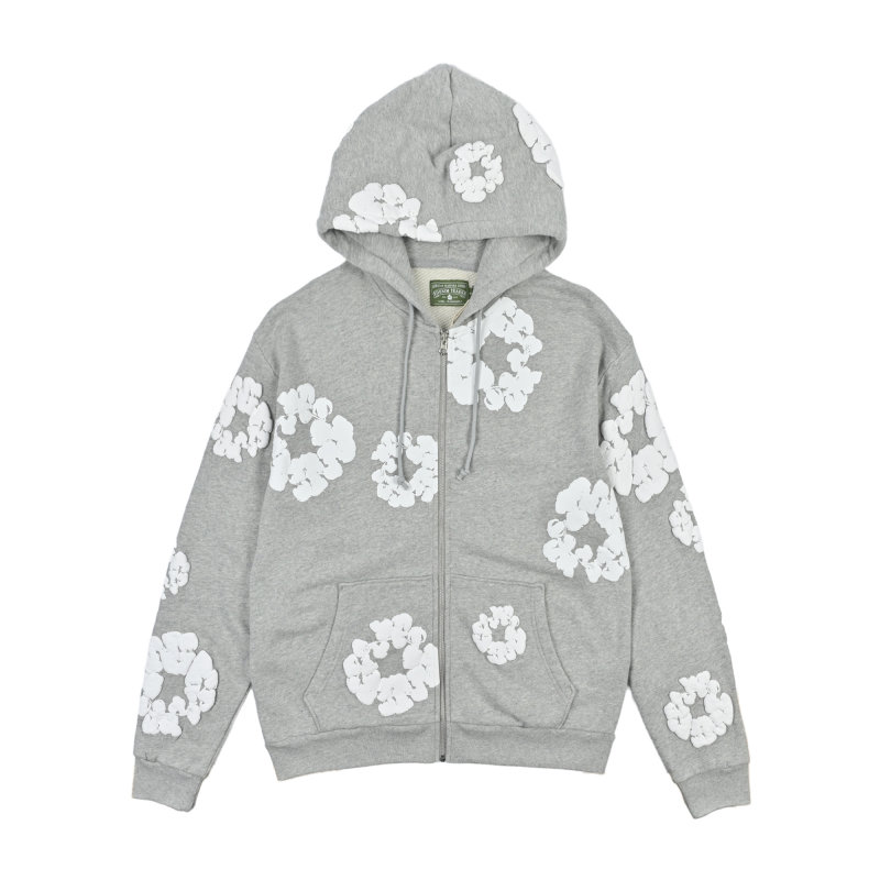 Cloud Puff Zip Hoodie Grey Kids view