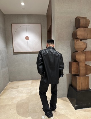 Black Leather Shirt Jacket view 2