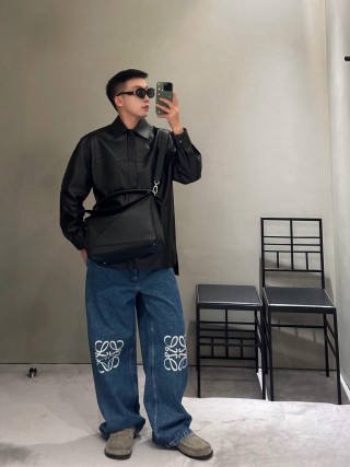 Black Leather Shirt Jacket view 6