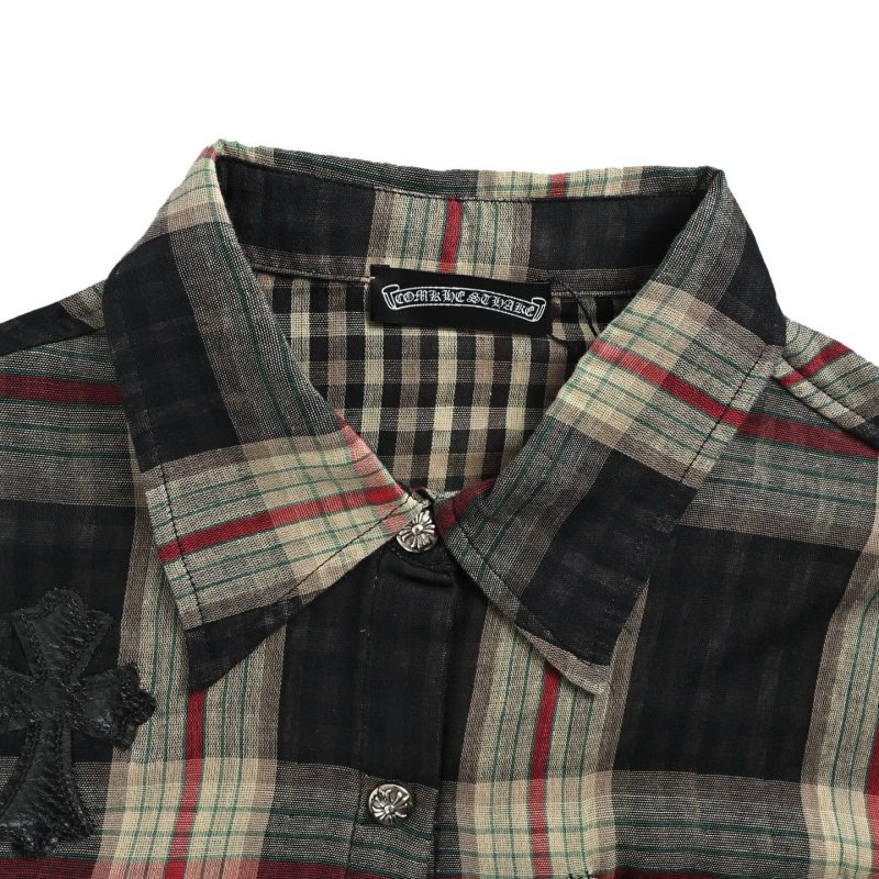 Plaid Button-Up Shirt - Black Red Cream view
