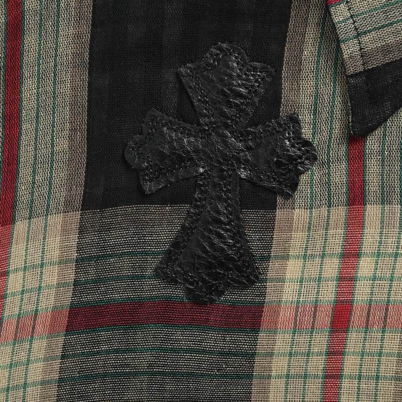 Plaid Button-Up Shirt - Black Red Cream view