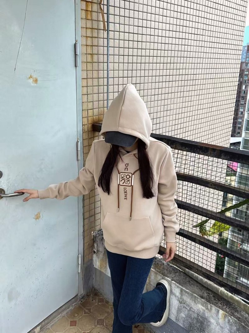 Beige Graphic Hoodie with Oversized Hood