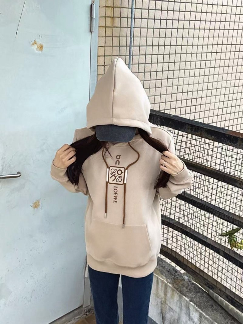 Beige Graphic Hoodie with Oversized Hood view