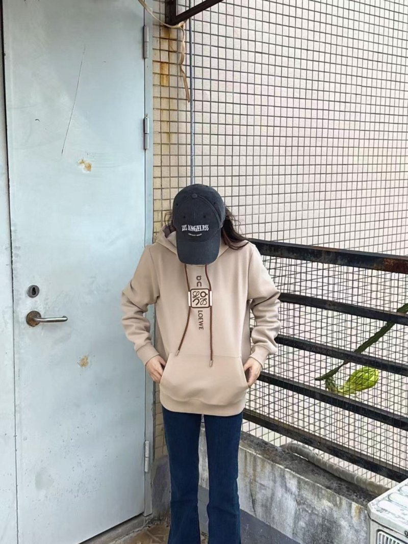 Beige Graphic Hoodie with Oversized Hood view