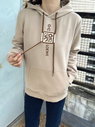 Beige Graphic Hoodie with Oversized Hood view 5