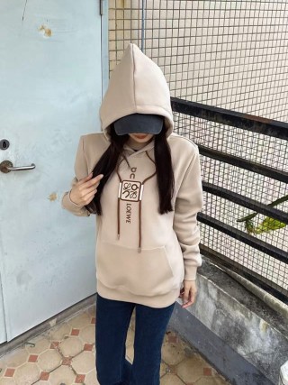 Beige Graphic Hoodie with Oversized Hood view 7