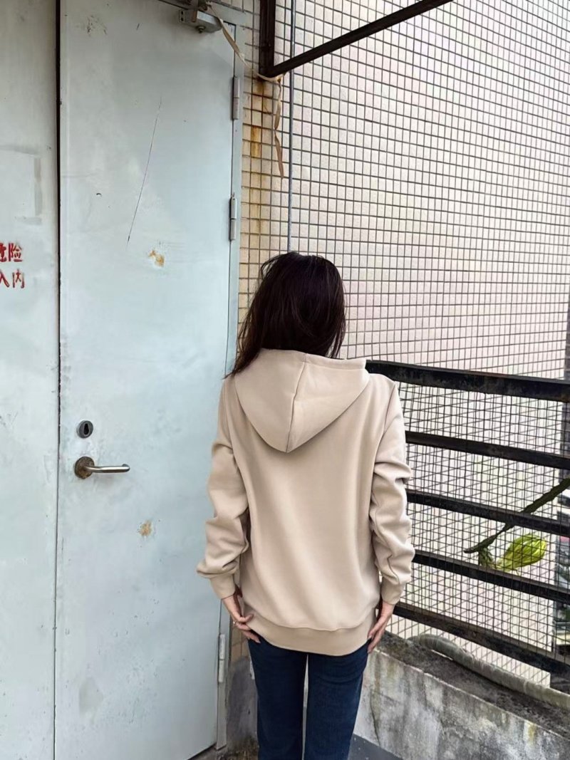 Beige Graphic Hoodie with Oversized Hood view