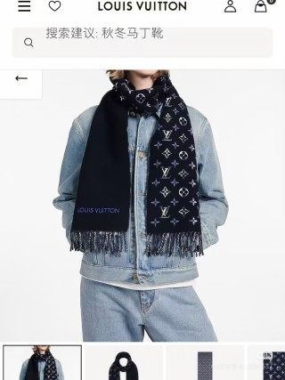Louis Vuitton Monogram Wool Blend Scarf Black