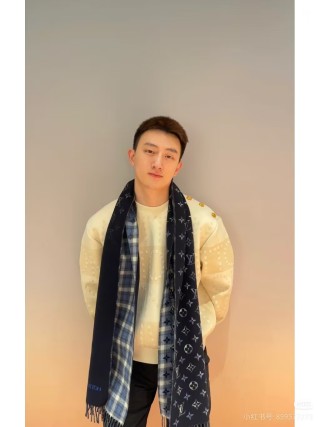 Louis Vuitton Monogram Wool Blend Scarf Black view 2