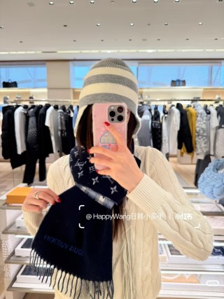 Louis Vuitton Monogram Wool Blend Scarf Black view 3