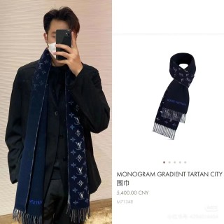 Louis Vuitton Monogram Wool Blend Scarf Black view 5