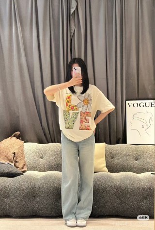 LOVE Floral Graphic Short Sleeve T-Shirt Cream view 2