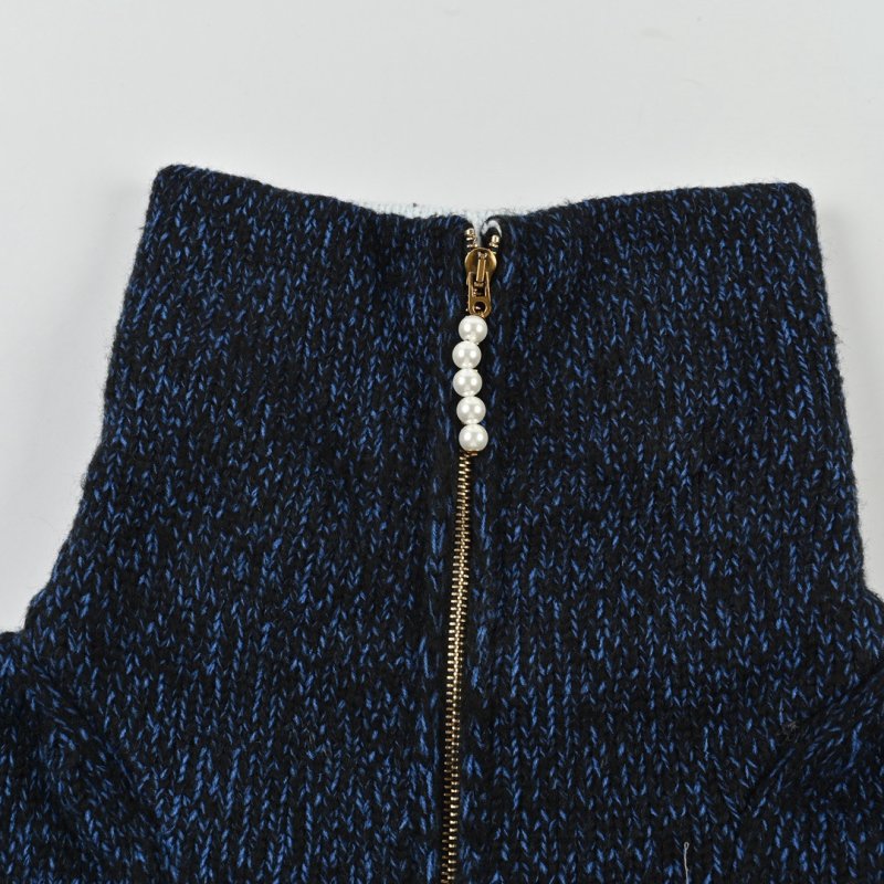 Black & Gold Argyle Knit Zip Jacket view