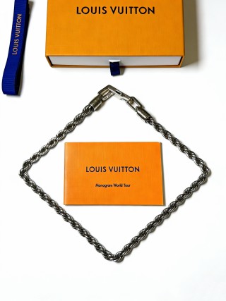 Louis Vuitton Silver Chain Necklace - Twisted Link Style view 3