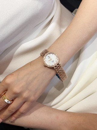 Omega Elegance 28MM Rose Gold Diamond Bezel Watch