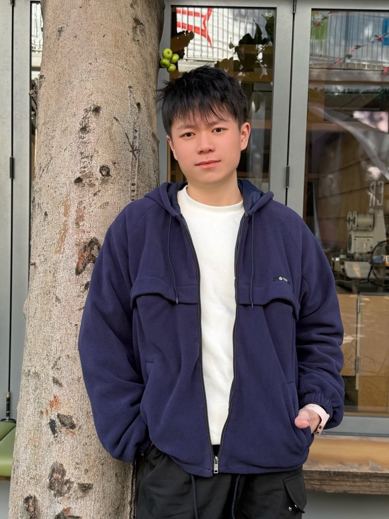 Prada Navy Fleece Drawstring Hooded Jacket view