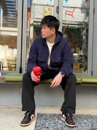 Navy Fleece Full-Zip Hoodie Jacket view 5