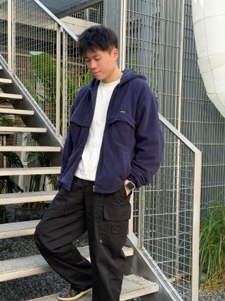 Navy Fleece Full-Zip Hoodie Jacket view 7