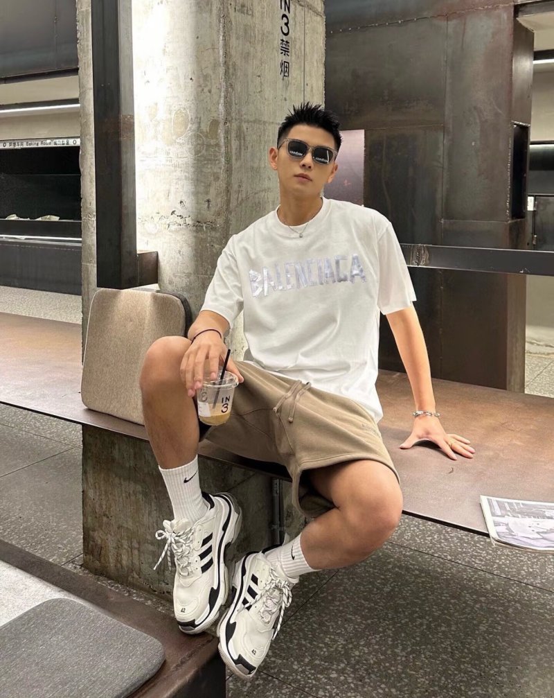 Balenciaga White Logo Print Short-Sleeve T-Shirt
