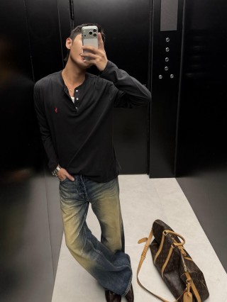 Ralph Lauren Black Long Sleeve Polo Shirt view 4