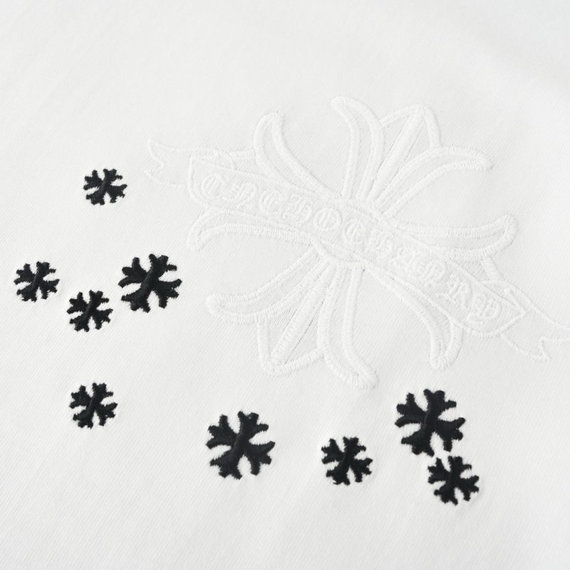 White Short Sleeve T-Shirt with Embroidered Star Detail view