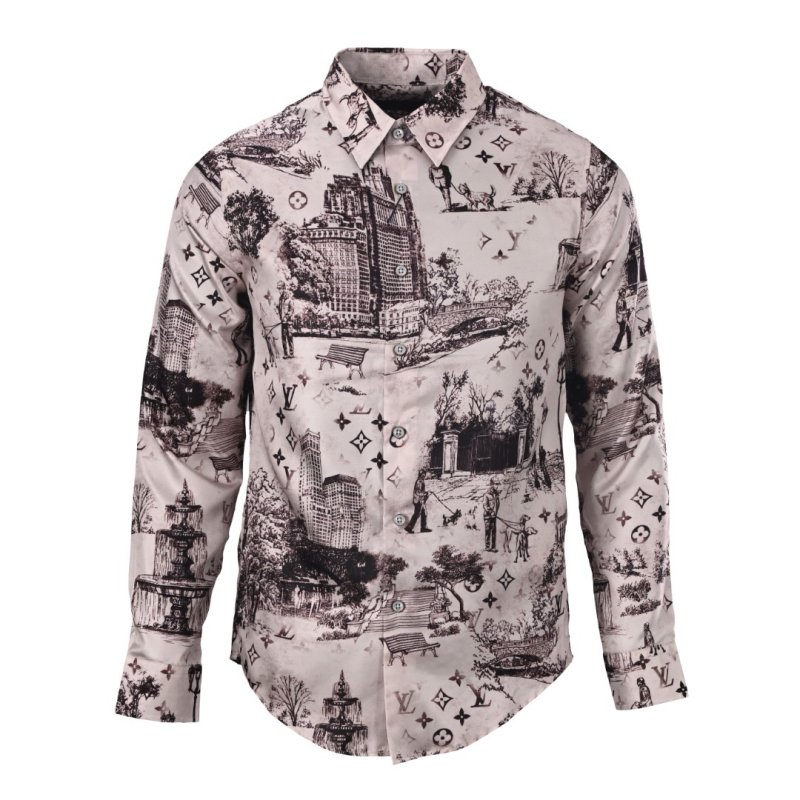 Louis Vuitton Monogram Toile Iconography Print Oversized Shirt Cream view