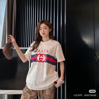 Gucci Red & Blue Stripe Logo White T-Shirt view 7