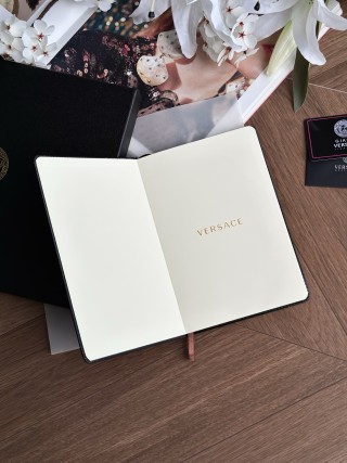 Versace Medusa Gold Logo Black Leather Notebook view 4