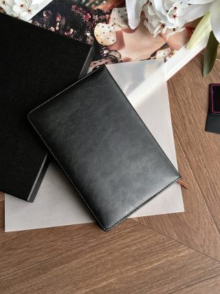 Versace Medusa Gold Logo Black Leather Notebook view 6
