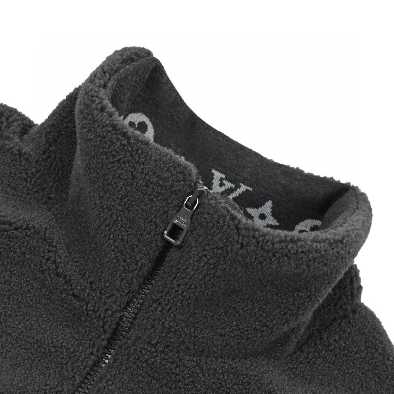Charcoal Fleece Zip Jacket with Woven Badge view