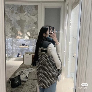 Dior Monogram Down Puffer Vest Black Beige view 5