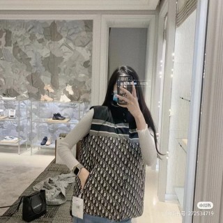 Dior Monogram Down Puffer Vest Black Beige view 7